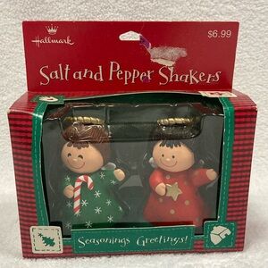 Hallmark green red angel salt and pepper shakers